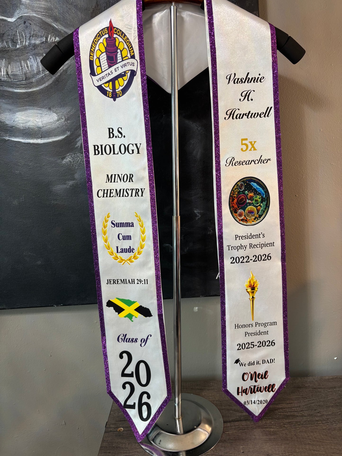 Custom Graduation Stole With Trim