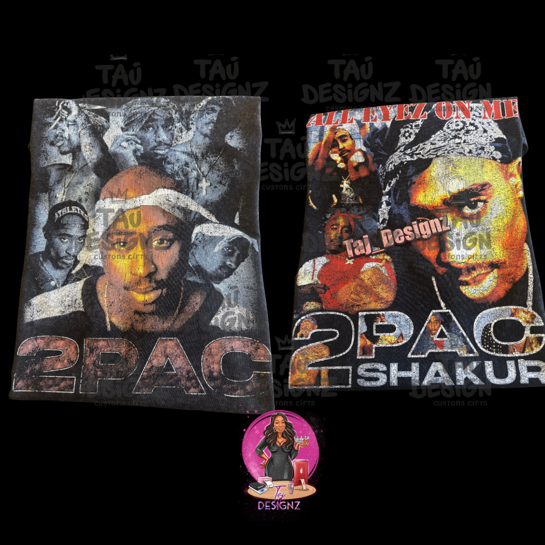Vintage Inspired 2Pac Front & Back Graphic Tee | Acid Wash Oversized Streetwear Shirt