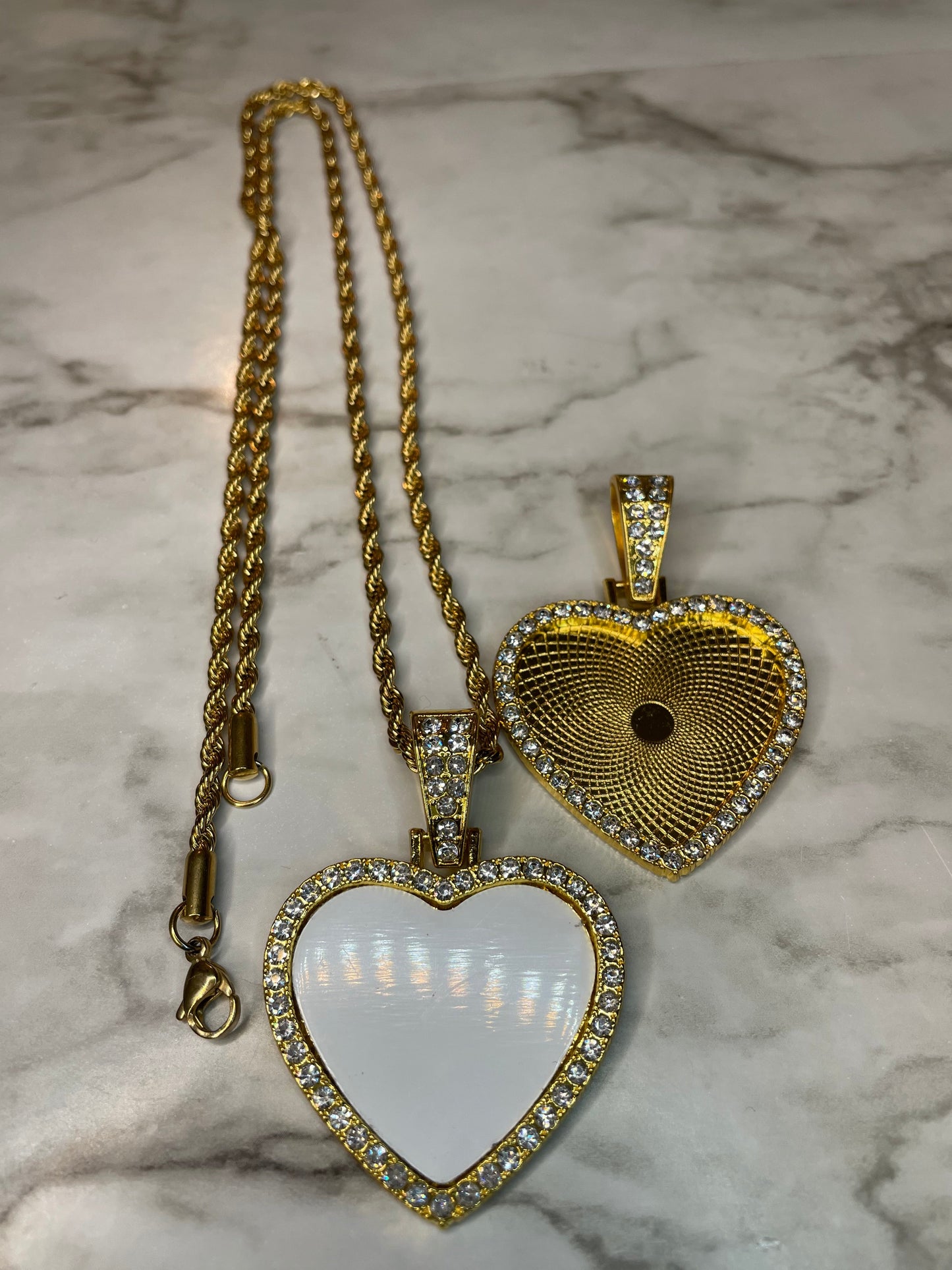 Sublimation Blank Heart Bling Necklace