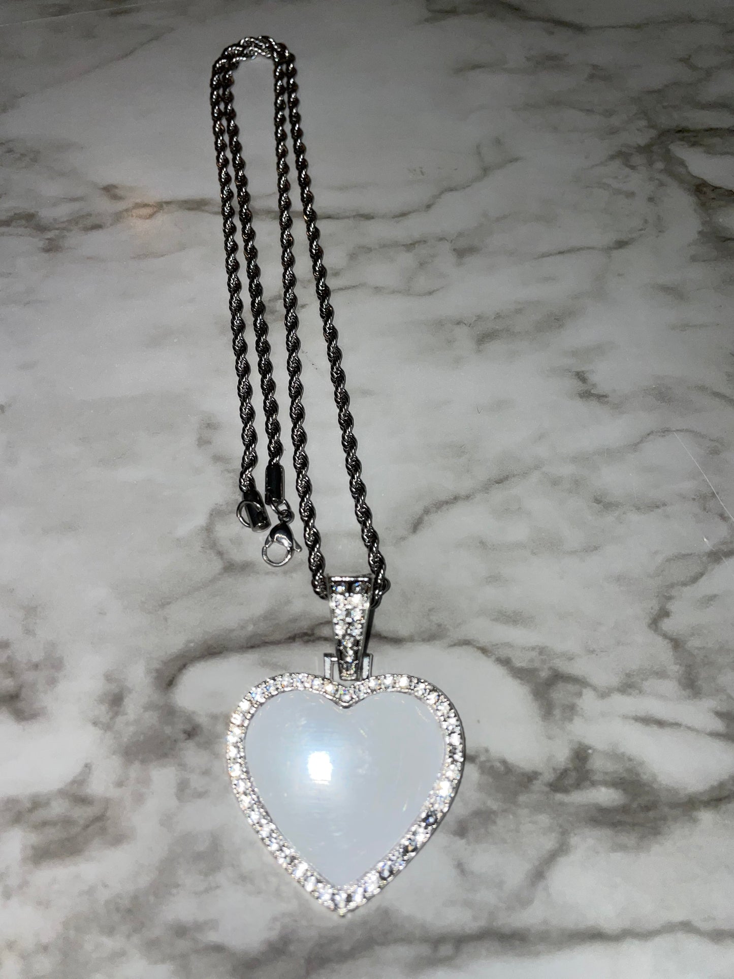 Sublimation Blank Heart Bling Necklace