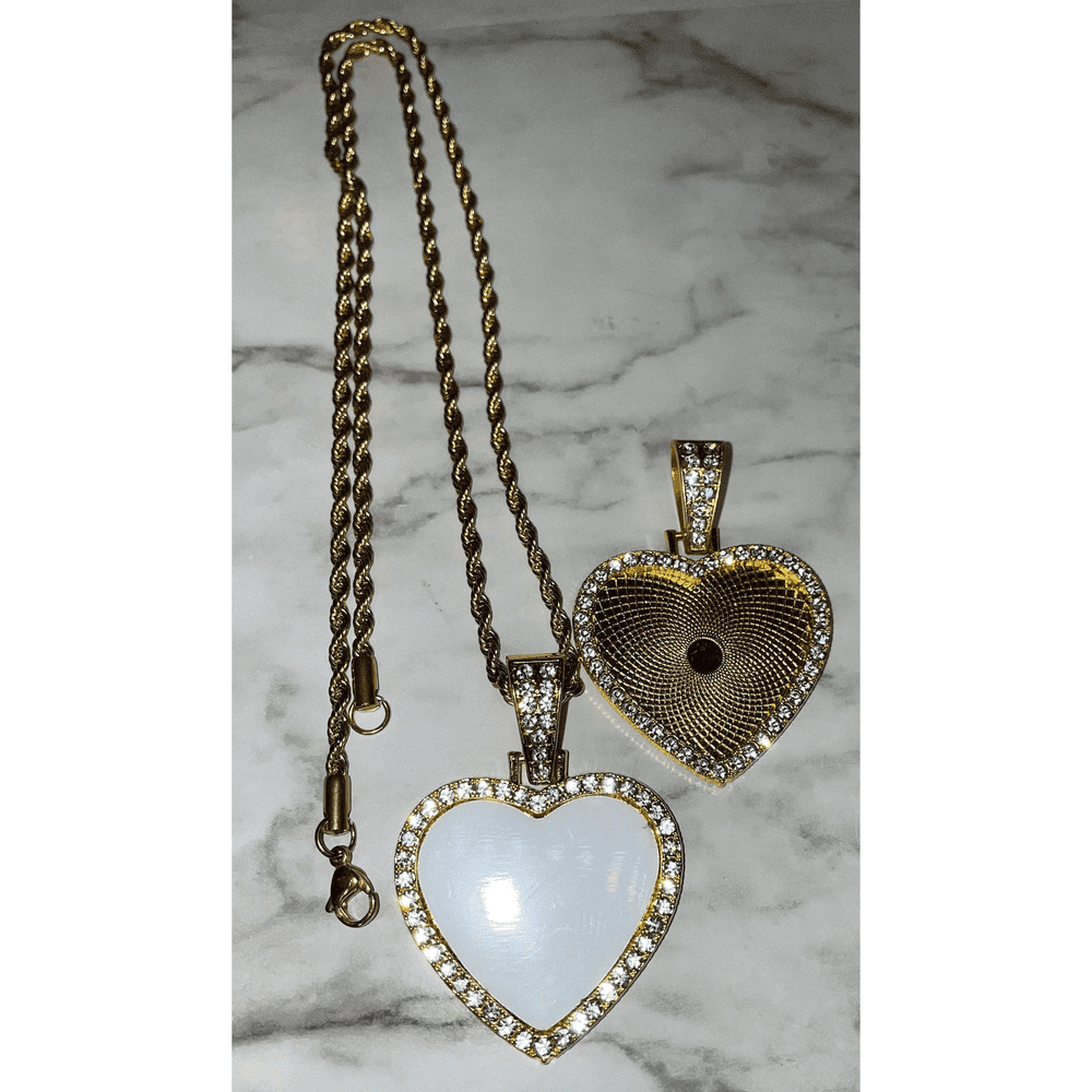 Sublimation Blank Heart Bling Necklace