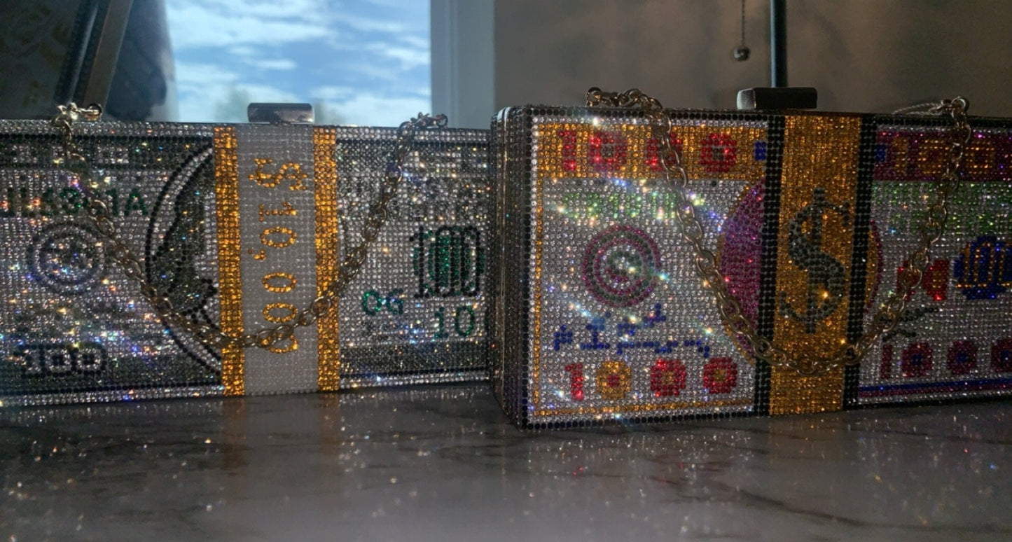 Bedazzled Money Clutch| Diamond Handbag